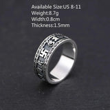 S925 Silver Vintage Thai Silver Ring Wholesale Men and Women Ethnic Style Six-character Mantra Vajra Ring - GQTORCH Jewelry