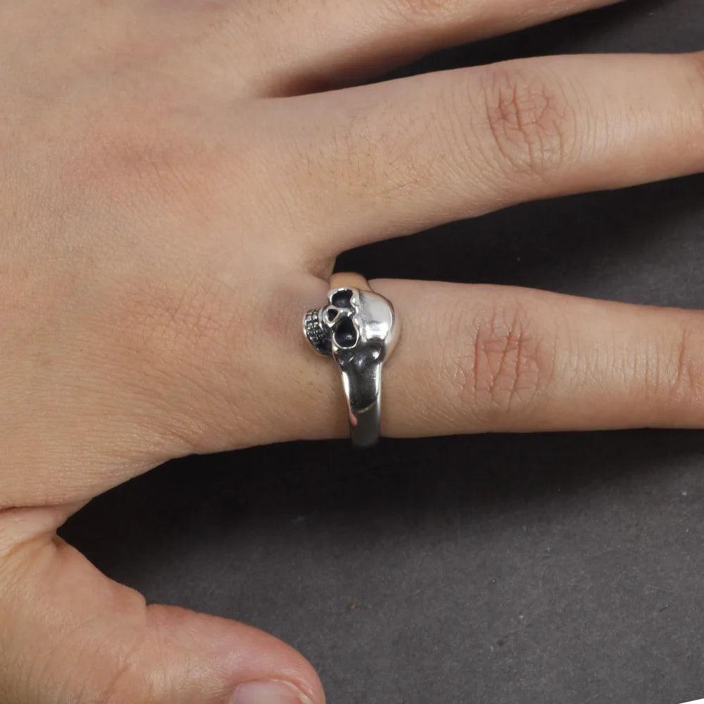 S925 Sterling Silver Vintage Skeleton Ring for Men Skull Punk Hip Hop Rock Ring Retro Simple Style Jewelry - GQTORCH Jewelry