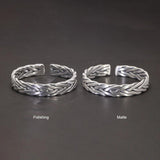 Heavy 999 Sterling Silver Braided Bracelet For Men Retro Solid Thick Handmade Viking Jewelry Opening Adjustable - GQTORCH Jewelry