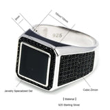 Real 925 Sterling Silver Rings For Men Micro Paved Zircon Stone Biker Men Signet Ring Black Turkey Jewelry - GQTORCH Jewelry