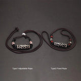 Natural Tibetan Onyx 3 Eyes Dzi Pendant Necklace Adjustable Rope Chain Choker Necklace For Women And Men Buddhism Jewelry - GQTORCH Jewelry