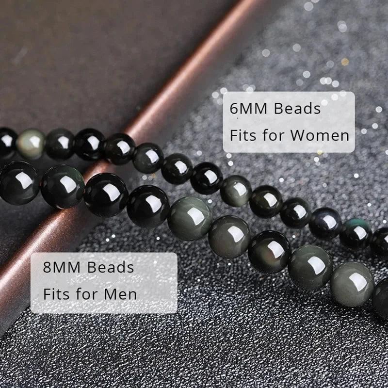 Black Rainbow Obsidian Natural Stone Bracelets Couple Multilayer Beads Strand bracelets & bangles For Women And Men - GQTORCH Jewelry