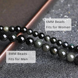 Black Rainbow Obsidian Natural Stone Bracelets Couple Multilayer Beads Strand bracelets & bangles For Women And Men - GQTORCH Jewelry