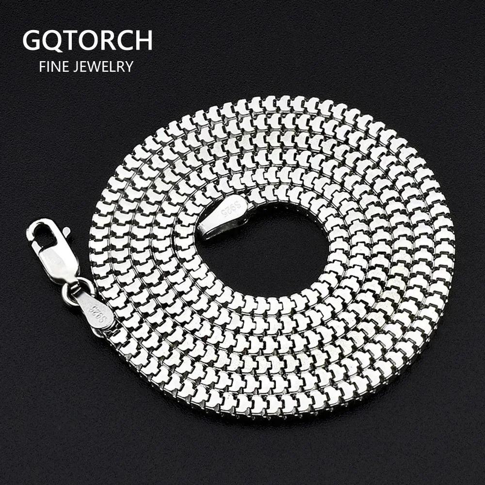 925 Sterling Silver Round And Square Snake Chain Necklace For Men Women Vintage Thai Silver 925 Jewelry Necklaces & Pendants - GQTORCH Jewelry