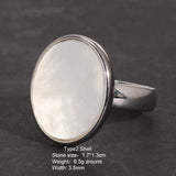 Real 925 Sterling Silver Ring Simple Round Ring Turkish Black Onyx Shell Minimalist Adjustable Jewelry for Men and Women - GQTORCH Jewelry