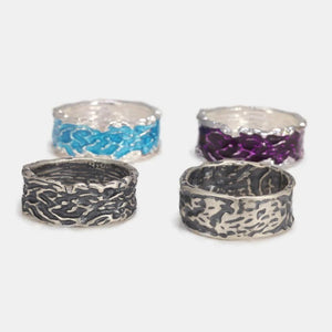 Real 925 Sterling Silver Enamel Rings for Men and Women Simple Retro-patterned Female Jewelry - GQTORCH Jewelry