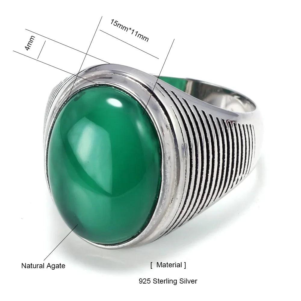 Real 925 Sterling Silver Antique Rings For Women And Men With Natural Color Onyx Stone Minimalism Cross Stripe Turkish Jewelry - GQTORCH Jewelry