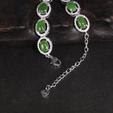 Genuine Sterling Silver 925 Jewelry Natural Green Jade Tennis Chain Necklaces For Women Ethnic Gemstones Jewelry - GQTORCH Jewelry