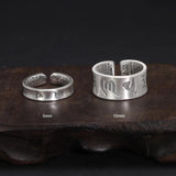 Real 999 Pure Silver Buddhist Mantra Rings for Men and Women Prajnaparamita Hrdaya Sutra Adjustable Religion Jewellery - GQTORCH Jewelry