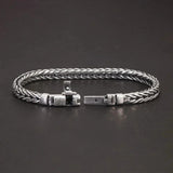 Guaranteed 925 Sterling Silver Bracelet Braided Chain with Plug Safety Buckle Keel Viking Jewelry for Men and Women - GQTORCH Jewelry