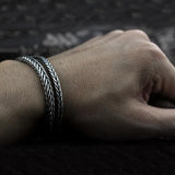 Vintage Real Pure 925 Sterling Silver Handmade Braided Chain Bracelet For Men Jewelry Viking Armband Nordic Chain - GQTORCH Jewelry