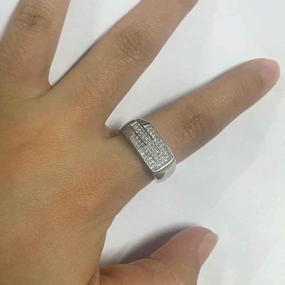 Sterling Silver Engagement Rings Micro Pave Cz Hip Hop Pinky Designer Wedding Rings Fine Jewellery - GQTORCH Jewelry