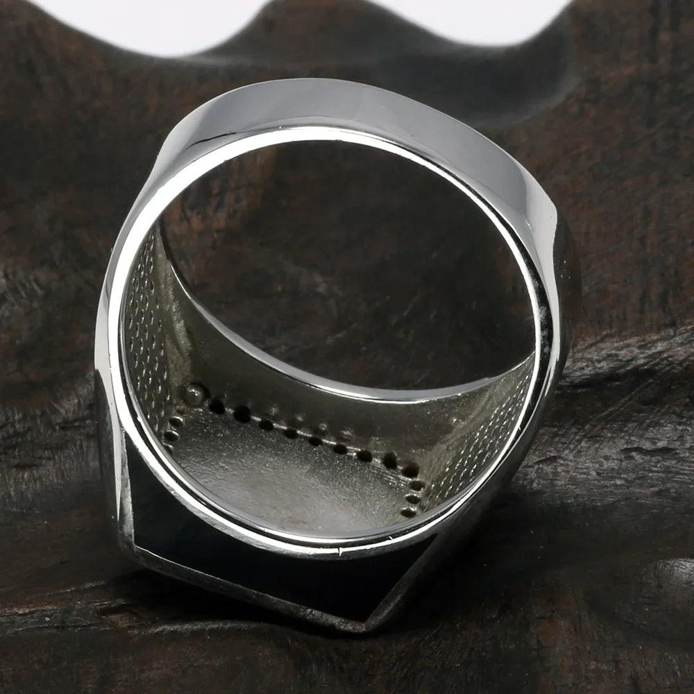 Real 925 Sterling Silver Rings For Men Micro Paved Zircon Stone Biker Men Signet Ring Black Turkey Jewelry - GQTORCH Jewelry