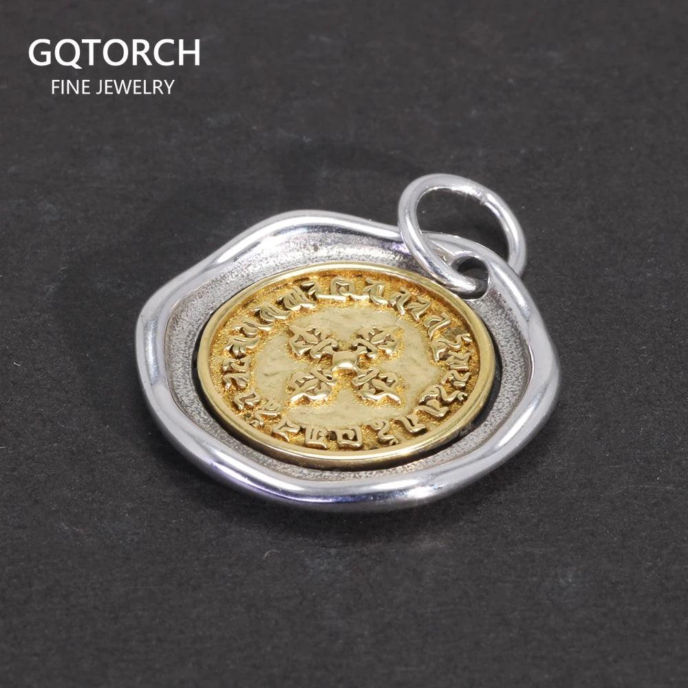 Real Pure 925 Sterling Silver Vajra Pestle Pendant Necklace for Men and Women Round Shape Gold Vermeil Amulet Jewelry - GQTORCH Jewelry