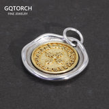 Real Pure 925 Sterling Silver Vajra Pestle Pendant Necklace for Men and Women Round Shape Gold Vermeil Amulet Jewelry - GQTORCH Jewelry
