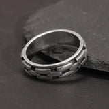 Real S925 Sterling Silver Spinner Rings Irregular Chain Design Retro Punk Style For Men Rotatable Index Finger Ring - GQTORCH Jewelry