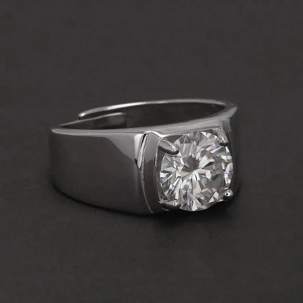 925 Sterling Silver Moissanite Classic Men's Wedding Band 2CT 3CT 5CT Lab-grown Diamond Engagement Promise Ring Clearance Sale