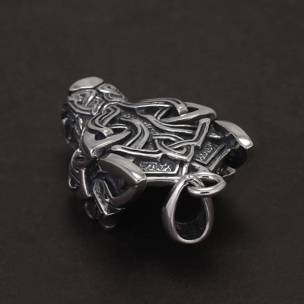 Solid 925 Sterling Silver Viking Wolf Head Pendant for Men Punk Retro Nordic Celtic Amulet Jewelry Gift