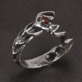 Solid 925 Sterling Silver Jewelry Mens Ring With Garnet Natural Stone Scorpion Male Openning Ring - GQTORCH Jewelry