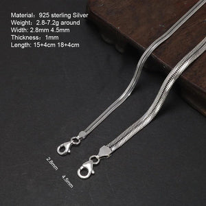Real 925 Sterling Silver Blade Snake Chain Bracelet Simple with 4 Extension Delicate Fine Jewelry Gift for Men and Women - GQTORCH Jewelry