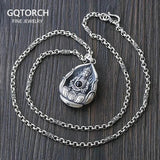 Real 999 Sterling Silver Guanyin Sits on Lotus Milefo Inside The Lens Buddha Mantra Pendant Retro Amulets Six Words Engraved - GQTORCH Jewelry