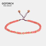 Natural Stone Minimalist Small Beads Bracelets For Women Pink Corallite 3mm Crystal Handmade Strand Bracelet Charm DIY Jewelry