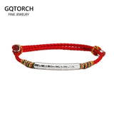 Multi Color Lucky Rope Bracelet 925 Sterling Silver Tube Six Character Religious Adjustable Handmade Jewelry - GQTORCH Jewelry