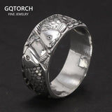 Real 925 Sterling Silver Jewelry Engraved Double Carp Fish Rings For Women and Men Lovers Couples Gift - GQTORCH Jewelry