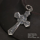 Genuine Sterling Silver 925 Christian Cross Necklace Men and Women Vintage Antique Prayer Religious Pendant Jewelry - GQTORCH Jewelry