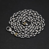 Solid 925 Sterling Silver 7mm Necklace Coffee Bean Chain for Men Retro Antique Punk Style Fine Jewelry - GQTORCH Jewelry