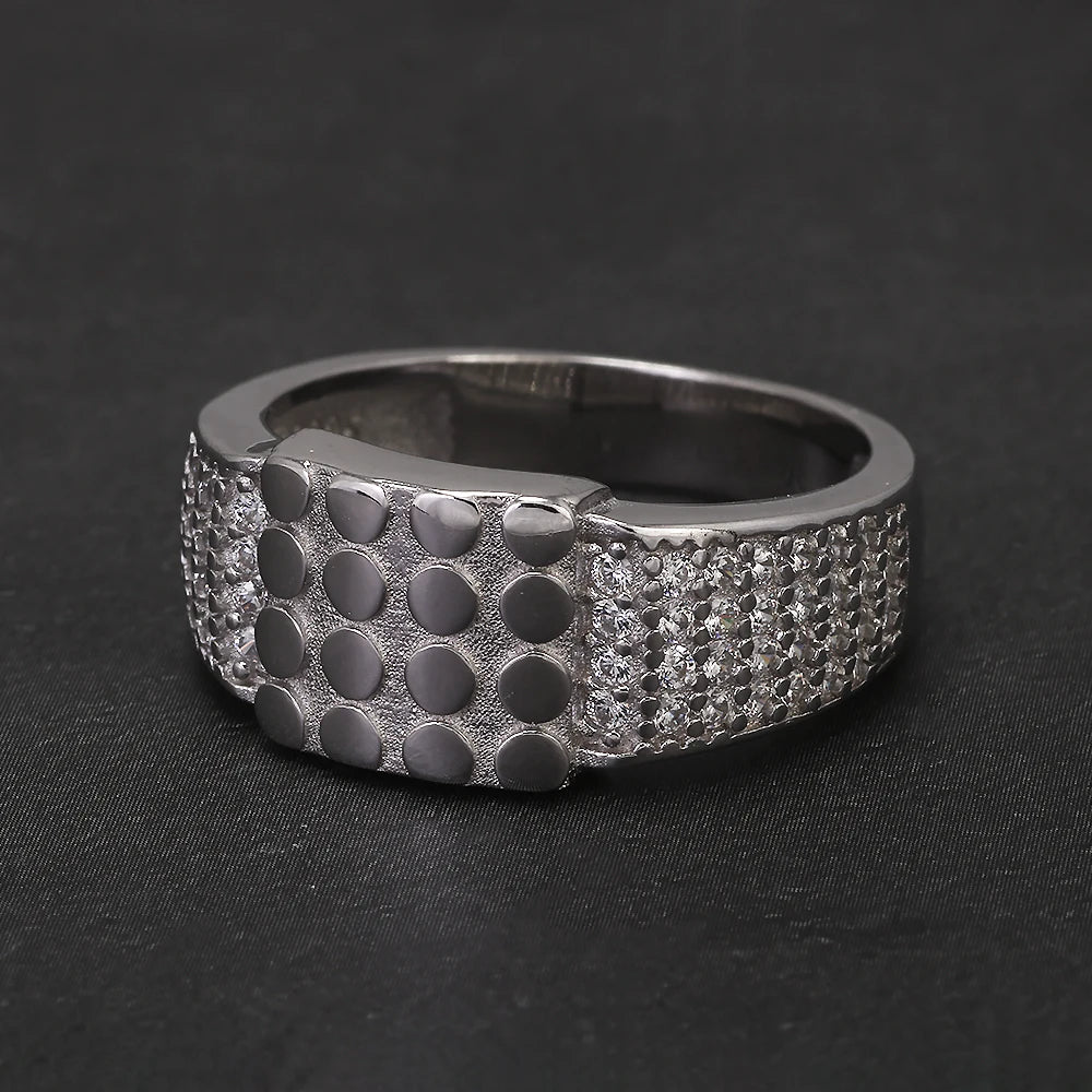 100% Sterling Silver Men Wedding Band Micro Inlaid Zircon Engagement Ring Fashion Eternity Promise Ring Luxury Designer Jewelry