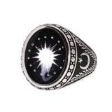 Original 925 Sterling Silver Turkish Rings for Men Muslim Signet Retro Design Star Moon Turkey Flag Jewelry Gift - GQTORCH Jewelry