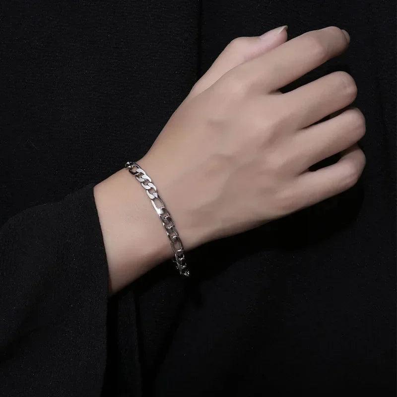 Real 925 Sterling Silver Italian 5mm Diamond-Cut Figaro Chain Bracelet Necklace For Women Men Classic Handmade Jewelry - GQTORCH Jewelry