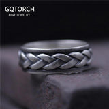 Real 925 Sterling Silver Rings For Men And Women Rotating Ring Matte Braided Type Twisted Rope Retro Antique Style - GQTORCH Jewelry