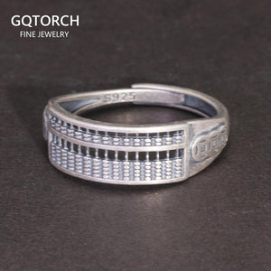 Vintage S925 Sterling Silver Fortune Coin Abacus Ring Adjustable Retro Band for Men and Women Feng Shui Fine Jewelry - GQTORCH Jewelry