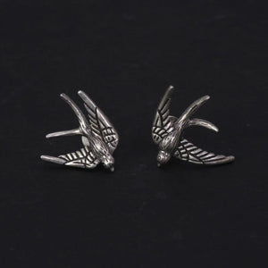 S925 Sterling Silver Vintage Men's and Women's Earrings Swallow Animal Earrings Punk Thai Silver Animal Jewelry - GQTORCH Jewelry