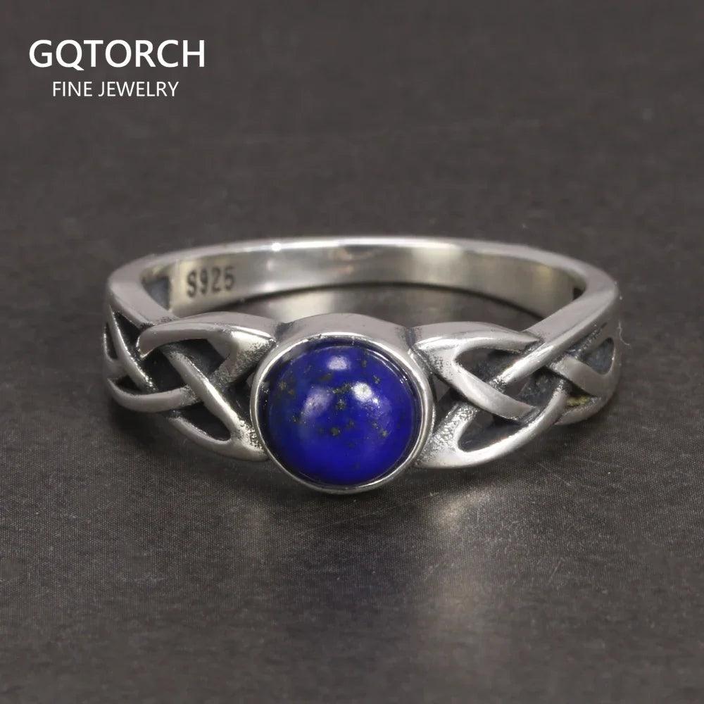 Real 925 Sterling Silver Elena's Daylight Ring Vampire Diaries with Natural Lapis Lazuli Elena Gilbert Inspired TV Show Jewelry - GQTORCH Jewelry