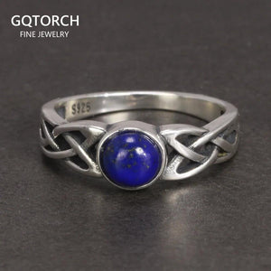 Real 925 Sterling Silver Elena's Daylight Ring Vampire Diaries with Natural Lapis Lazuli Elena Gilbert Inspired TV Show Jewelry - GQTORCH Jewelry