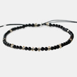 Natural Stone Small Beads Bracelets For Women Black Onyx Handmade Yoga Healing Balance 925 Silver Reiki Prayer Thin Bracelets - GQTORCH Jewelry