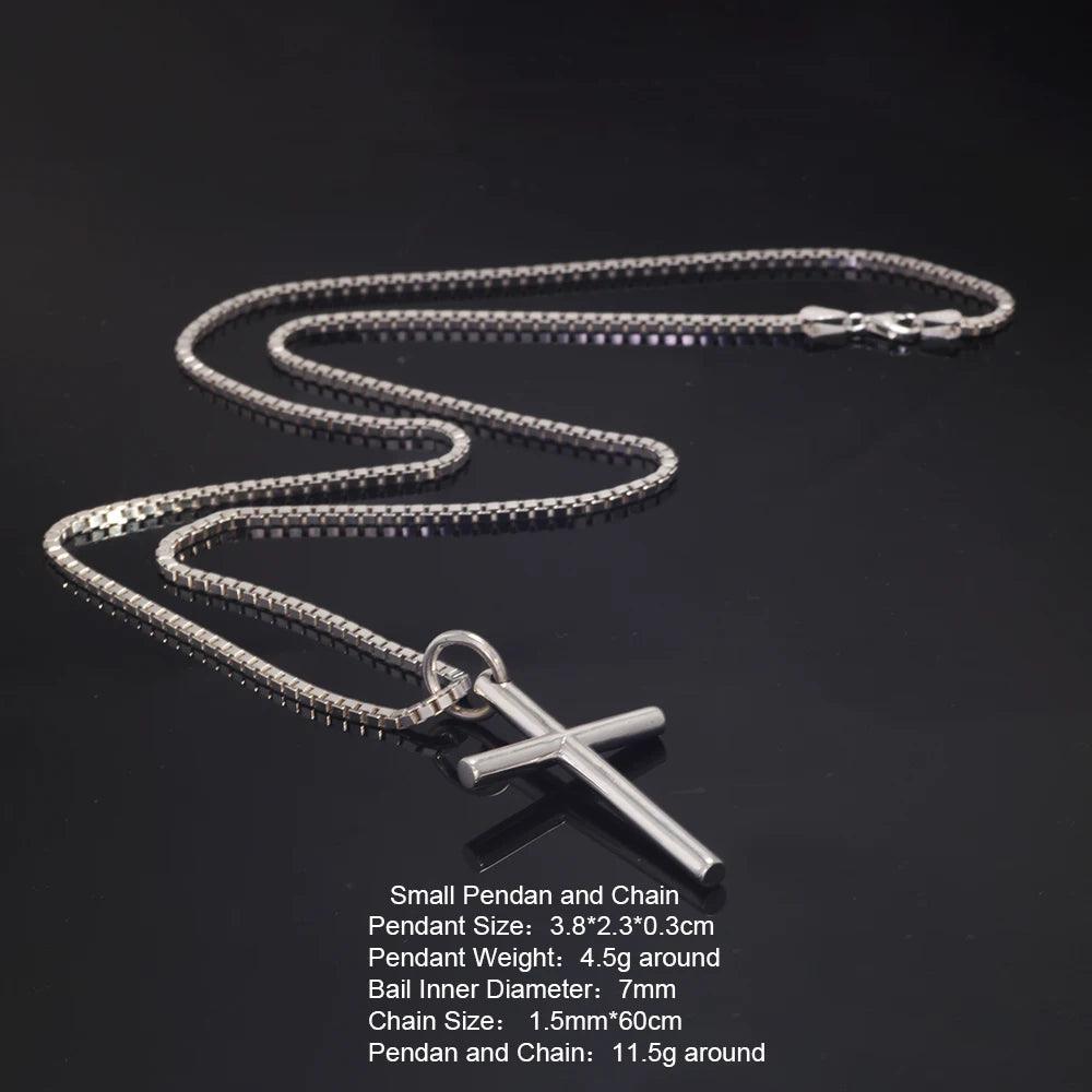 Real Solid 925 Sterling Silver Cross Pendant For Men And Women Smooth High Polishing Simple Design Jesus Christ Jewelry - GQTORCH Jewelry