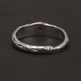Solid 925 Sterling Silver Zircon Birthstone Ring for Women Irregular Hammered Adjustable Simple Fashion Daily Jewelry Party Gift