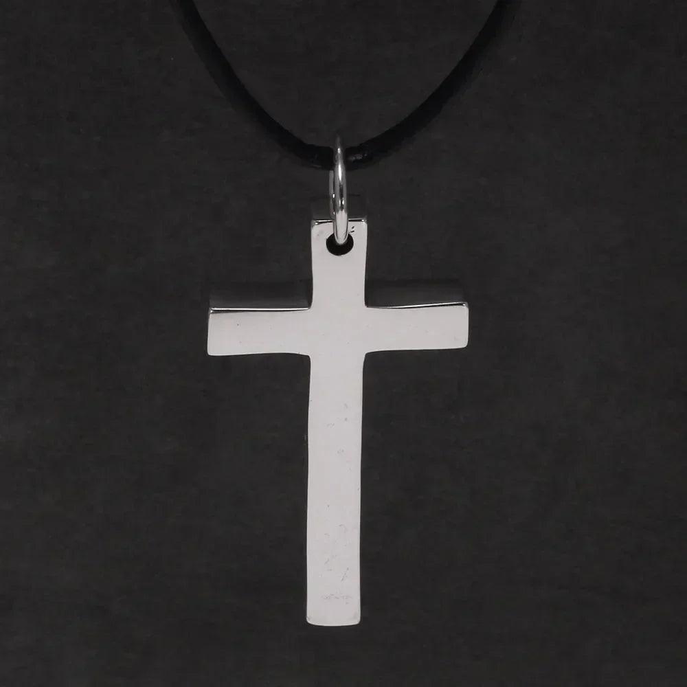 Real Solid 925 Sterling Silver Cross Pendant For Men And Women Smooth High Polishing Simple Design Jesus Christ Jewelry - GQTORCH Jewelry