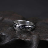 Real Pure 925 Sterling Silver Rotatable Rings Om Mani Padme Hum For Women And Men Prayer 6mm Shurangama Mantra Buddhism Jewelry - GQTORCH Jewelry