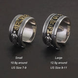 925 Sterling Silver Six Word Mantra Vajra Ring for Men Women Auspicious Knot Vintage Retro Buddhist Spiritual Protection Jewelry