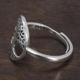 Real 925 Sterling Silver Tree of Life Ladies Ring Hollow Design Viking Jewelry Resizable US Size 5-10 - GQTORCH Jewelry