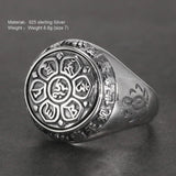 Real Solid 925 Sterling Silver Jewelry Vintage Buddha Six Words' Mantra Rings For Women And Men Bijouterie Fine - GQTORCH Jewelry