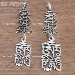 Vintage S925 Sterling Silver Six-character Mantra Religious Amulet Pendant Polished Frosted Jewelry Men and Women Jewelry - GQTORCH Jewelry