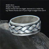 Real 925 Sterling Silver Rings For Men And Women Rotating Ring Matte Braided Type Twisted Rope Retro Antique Style - GQTORCH Jewelry
