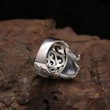 Real Pure 925 Sterling Silver Half Face Sugar Skull Ring With Rose Flower Carving Vintage Punk Thai Silver Jewelry Personality - GQTORCH Jewelry