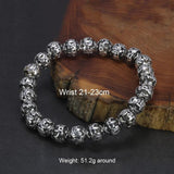 8mm OM Mantra Beads Bracelet For Men Women Elastics Strings White Copper 108 Beads Scriptures Engraving Prayer Buddhist Jewelry - GQTORCH Jewelry